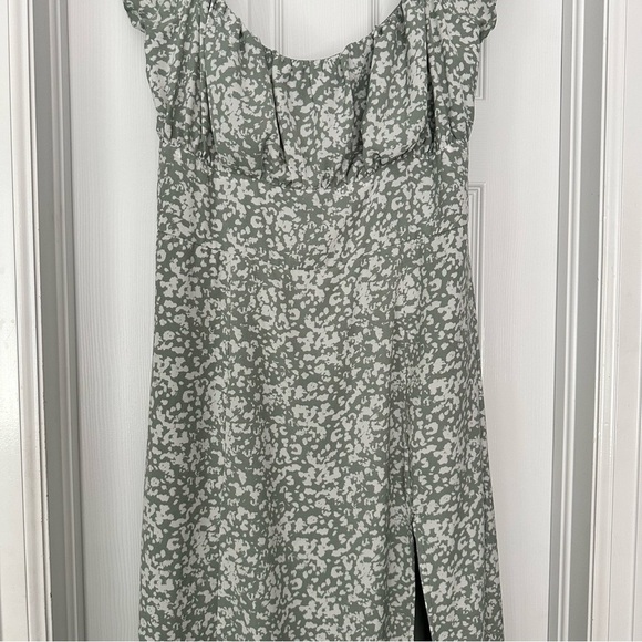 Abercrombie & Fitch Green Floral Midi Dress Feminine Coquette Milkmaid Size‎ MT - Picture 4 of 11